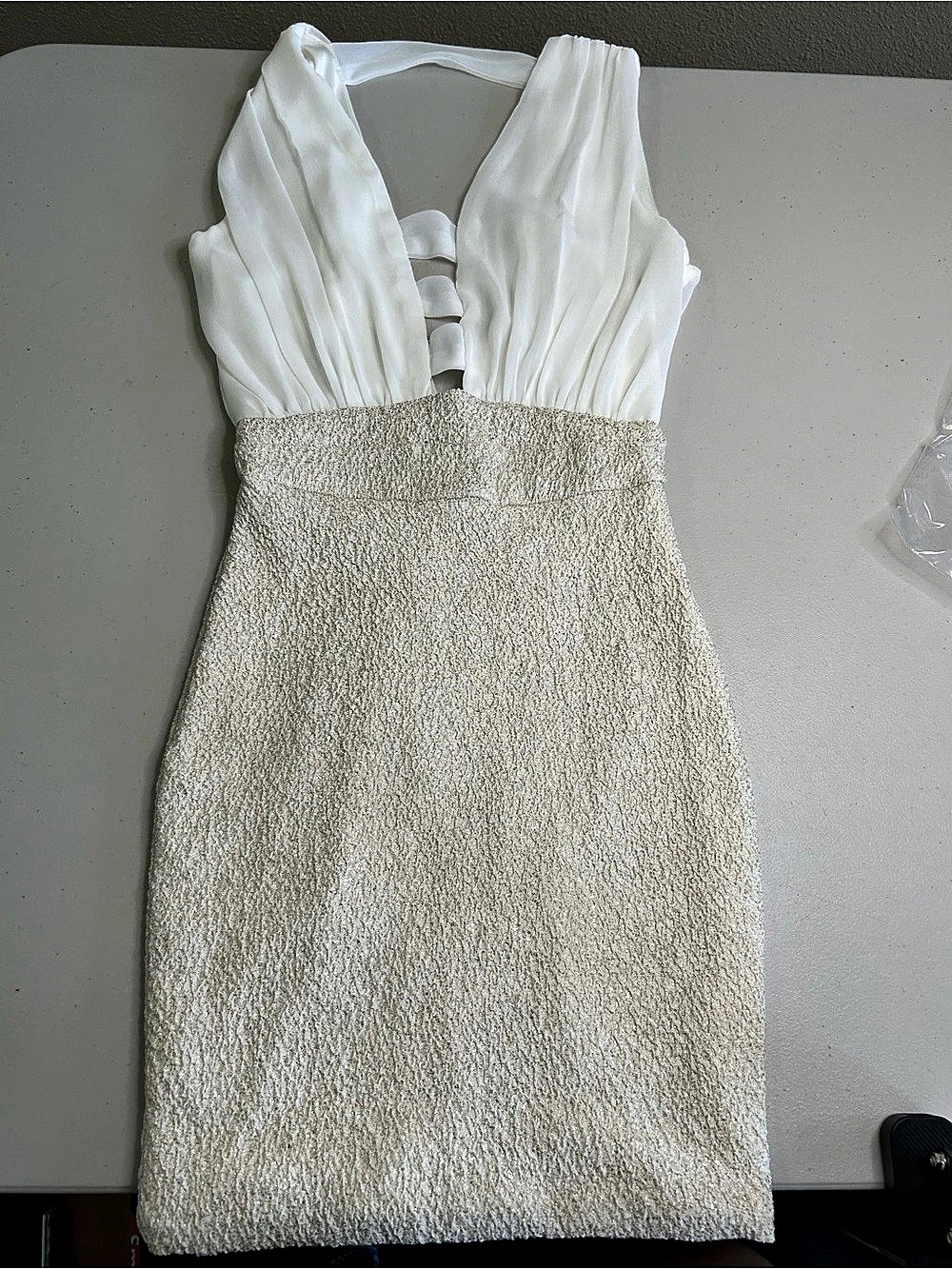 A'GACI Mini Dress in Cream & White